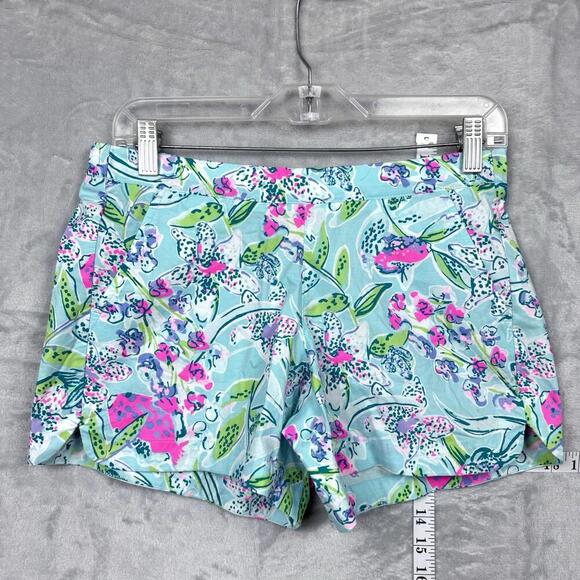 Lilly Pulitzer Women’s Shorts Sz XS Floral Print Blue Pink Green Stretch Cotton - Picture 2 of 9